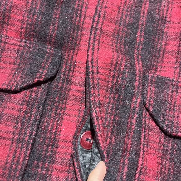 Vintage 60s Woolrich Red/Black Wool Mackinaw Jacket Coat - Picture 3 of 4